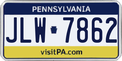 PA license plate JLW7862
