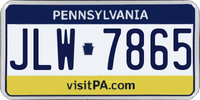 PA license plate JLW7865