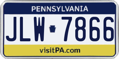 PA license plate JLW7866