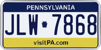 PA license plate JLW7868