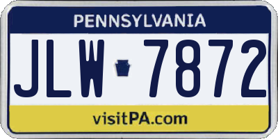 PA license plate JLW7872