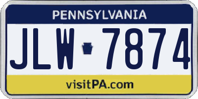 PA license plate JLW7874