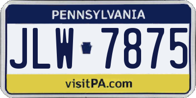 PA license plate JLW7875