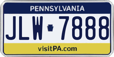 PA license plate JLW7888