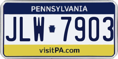 PA license plate JLW7903
