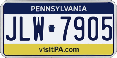 PA license plate JLW7905