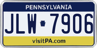 PA license plate JLW7906