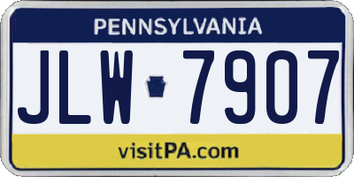 PA license plate JLW7907