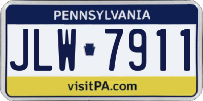 PA license plate JLW7911