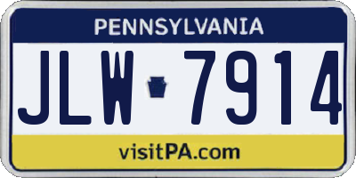 PA license plate JLW7914