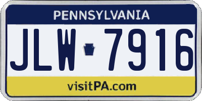 PA license plate JLW7916