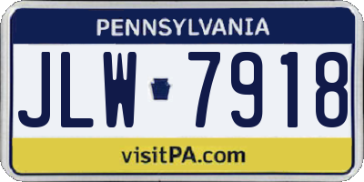 PA license plate JLW7918
