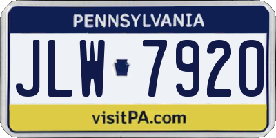PA license plate JLW7920