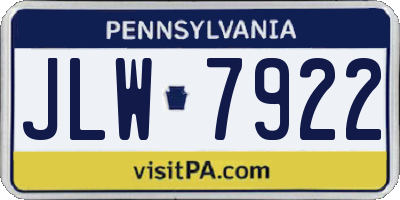 PA license plate JLW7922