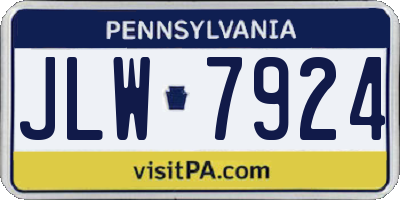 PA license plate JLW7924