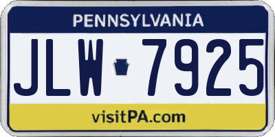 PA license plate JLW7925