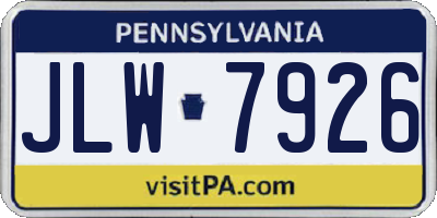 PA license plate JLW7926