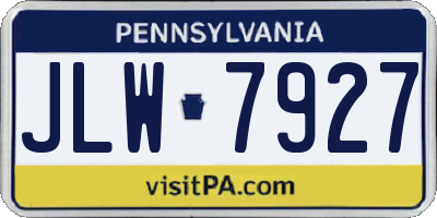 PA license plate JLW7927