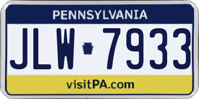 PA license plate JLW7933