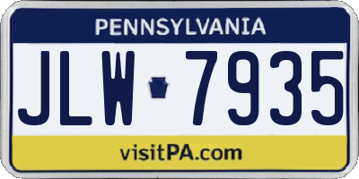 PA license plate JLW7935
