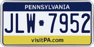 PA license plate JLW7952