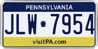PA license plate JLW7954