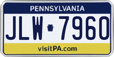 PA license plate JLW7960