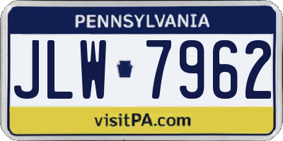 PA license plate JLW7962