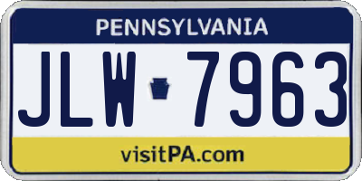 PA license plate JLW7963