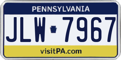 PA license plate JLW7967