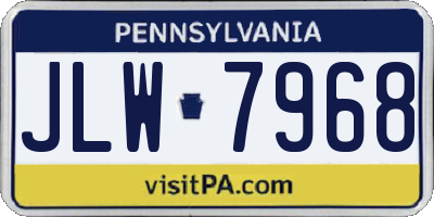PA license plate JLW7968