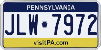 PA license plate JLW7972