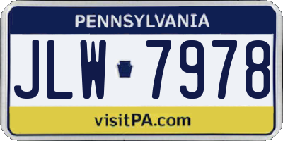 PA license plate JLW7978