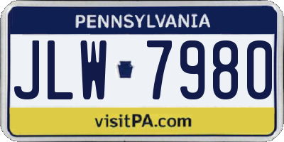 PA license plate JLW7980