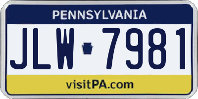 PA license plate JLW7981