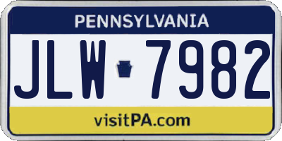 PA license plate JLW7982