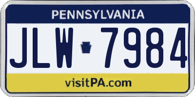 PA license plate JLW7984