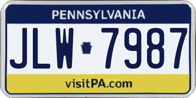 PA license plate JLW7987