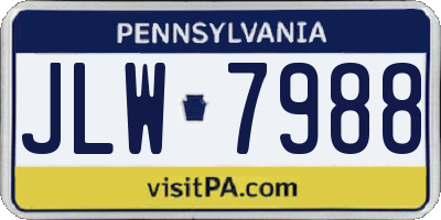 PA license plate JLW7988
