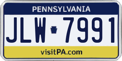 PA license plate JLW7991