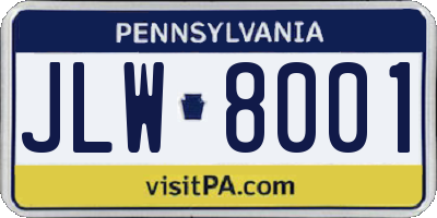 PA license plate JLW8001