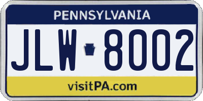 PA license plate JLW8002