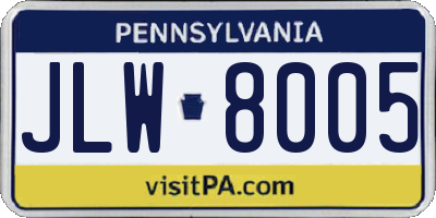 PA license plate JLW8005