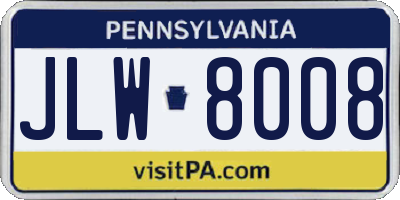 PA license plate JLW8008