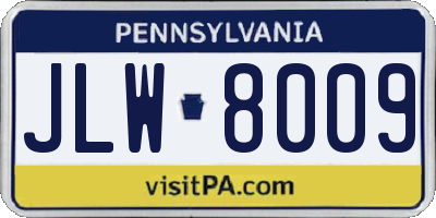 PA license plate JLW8009
