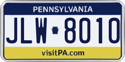 PA license plate JLW8010