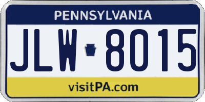PA license plate JLW8015