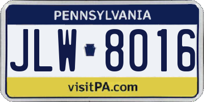 PA license plate JLW8016