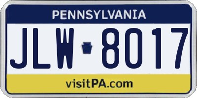 PA license plate JLW8017