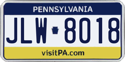 PA license plate JLW8018